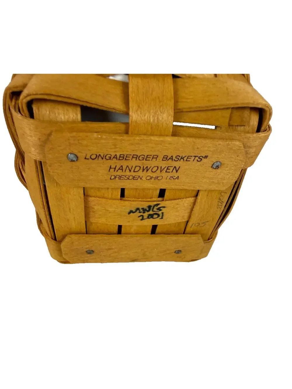 2001 Longaberger Chive Basket w/Yellow Trellis Liner & Protector 4